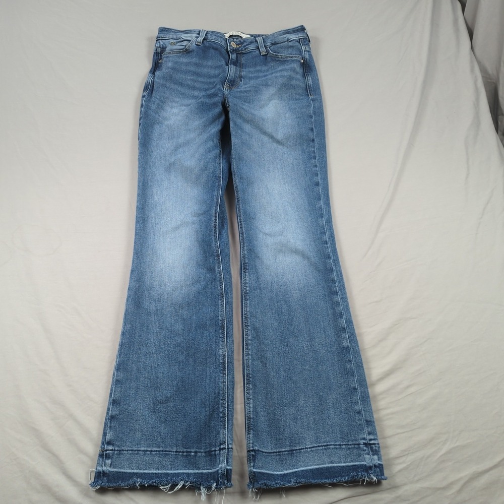 Guess Jeans Womens 31 Blue‎ Sexy Boot Cut Western Cowgirl Faded Casual Frayed